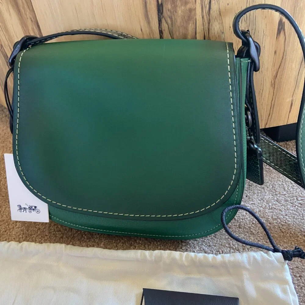 NEW~Coach 1941 58967 Saddle Bag 23 Python Snake STRAP~GREEN - Picture 2 of 7